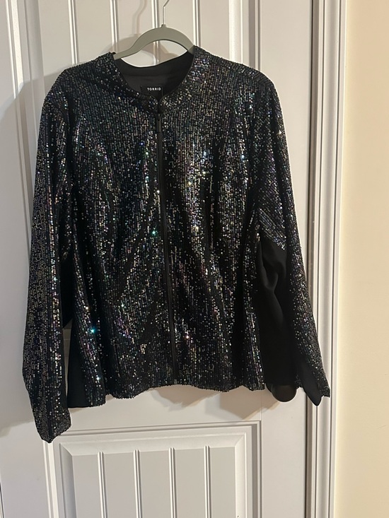 torrid Jackets & Blazers - NWT Torrid Black Iridescent Sequin Zip Cardigan